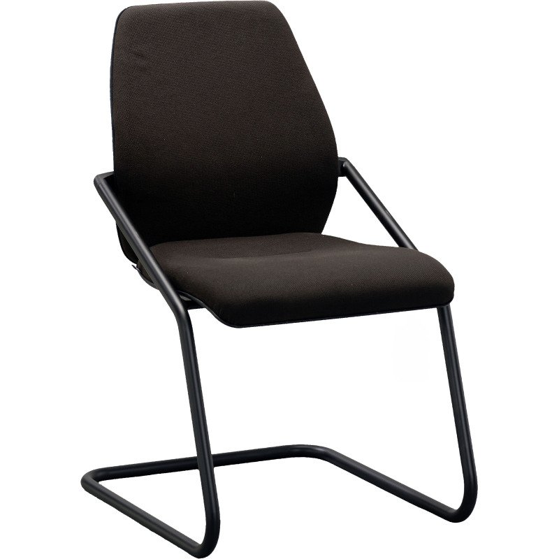 Chaise visiteur Sedus reconditionnée - assise et dossier tissu - piètement luge - marron