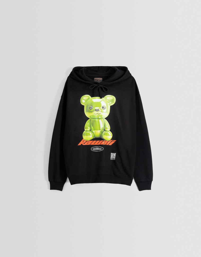 Moletom com capuz Bershka Wearable Art com estampa