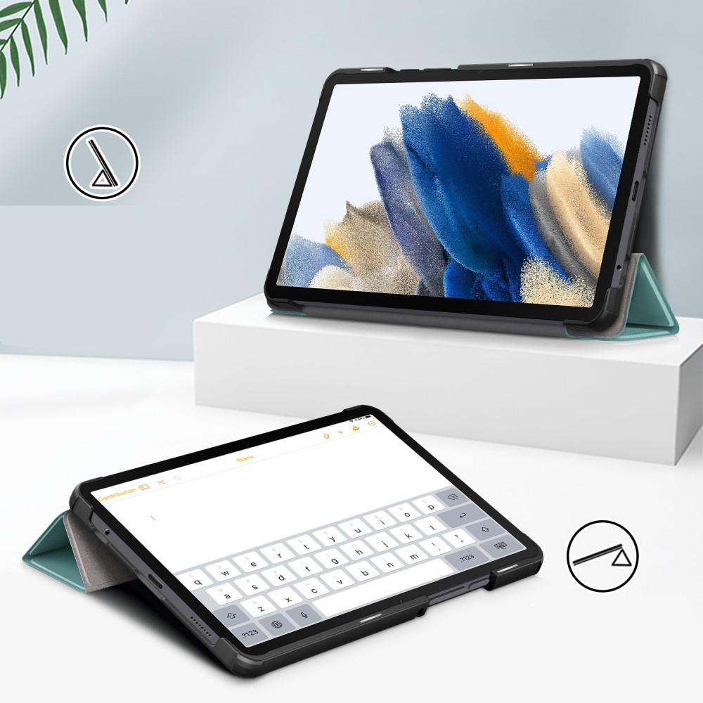 Samsung Galaxy Tab A9 Leder Tasche Smart Cover Hülle Litchi Look - Grün