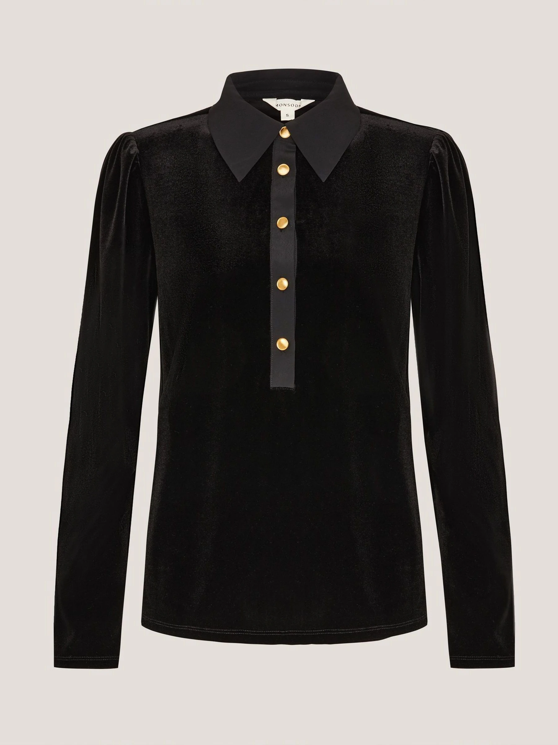 Monsoon Clay Collar Stretch Velvet Blouse