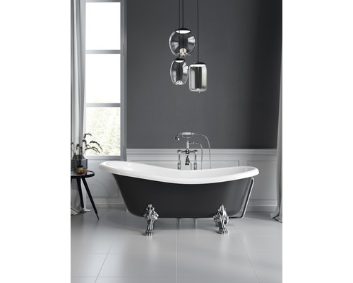 Ovaal bad Rena 76,2 x 168 cm wit zwart glad 625284123194