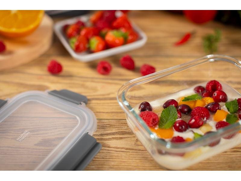 Kuhn Rikon Vorratsdose 0.64 l, Grau/Transparent Frischhaltebehälter aus Glas