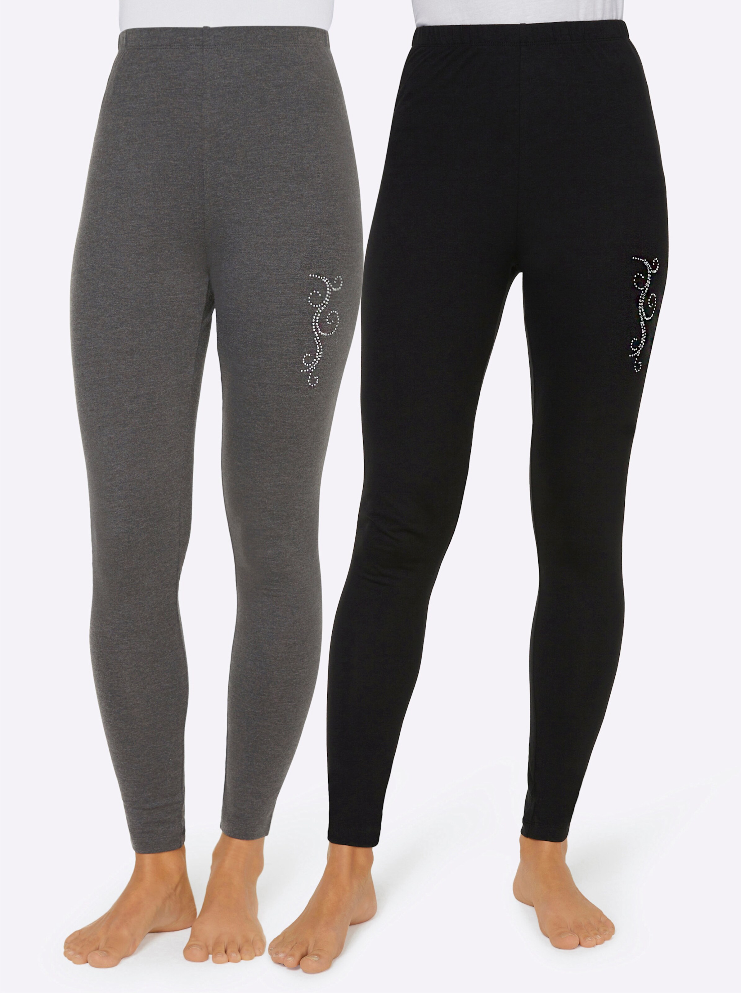 feel good Leggings in schwarz + grau-meliert