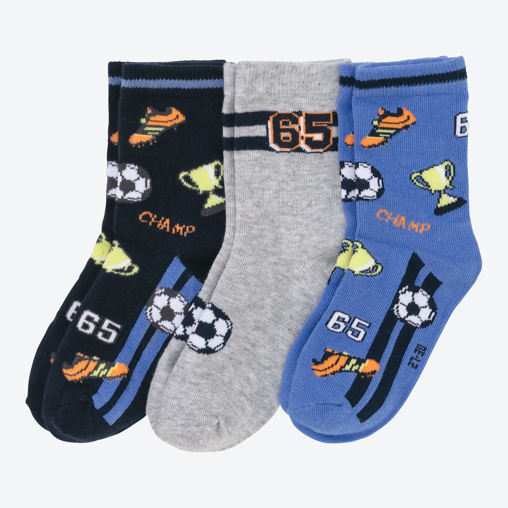Jungen-Socken mit Fußball-Design, 3er-Pack