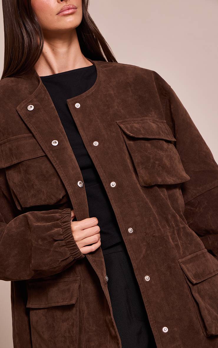 Chocolat Veste Structurée En Synthétique Avec Poches Détaillées Et Taille Ajustable