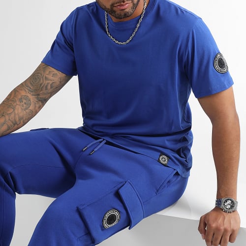 Ensemble Tee Shirt Et Pantalon Jogging Cargo 1130 1133 Bleu Roi