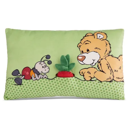 NICI Kissen Bär Mielo mit 2-D Radieschen 43x25cm GREEN