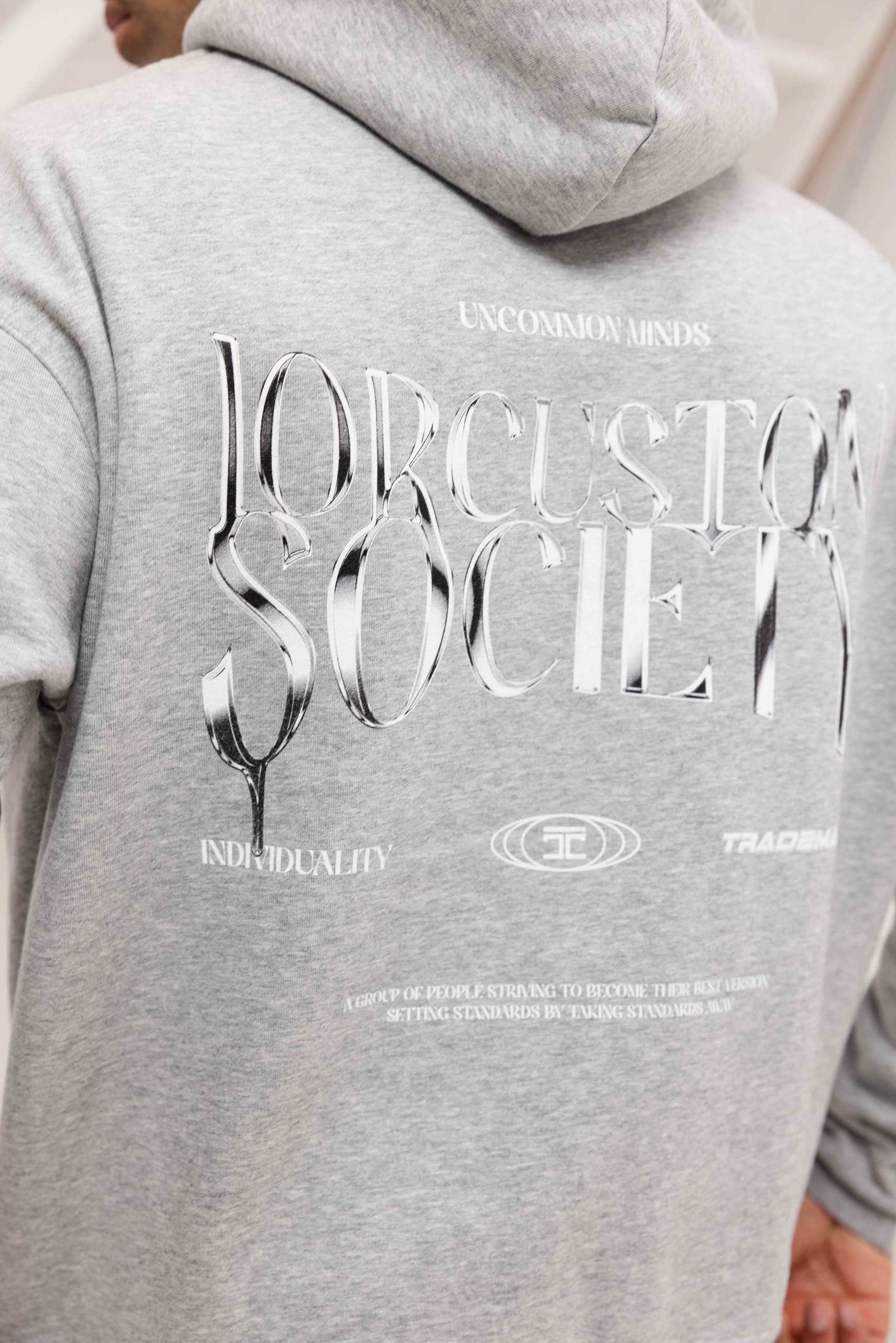 Jorcustom Fleece Uncommon Minds Oversized Hoodie Heren Grijs