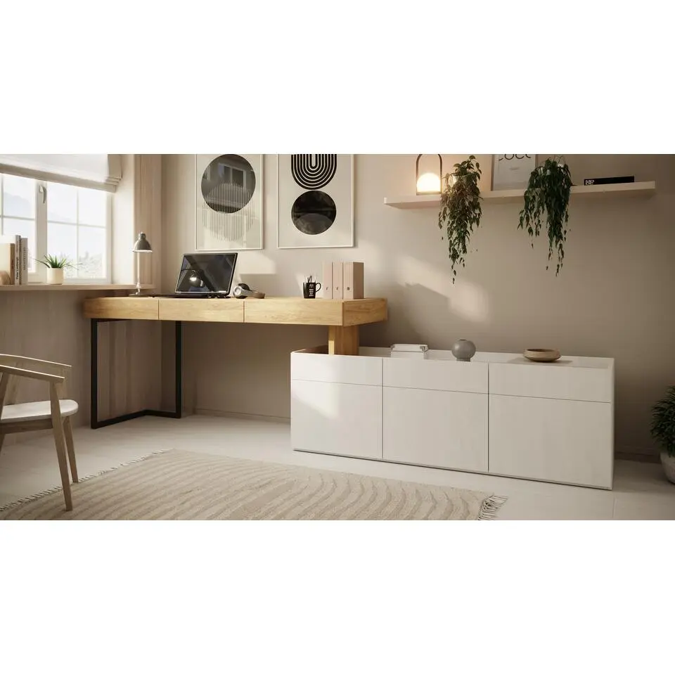 Meubella - Bureau Floren - Eiken - 3 lades