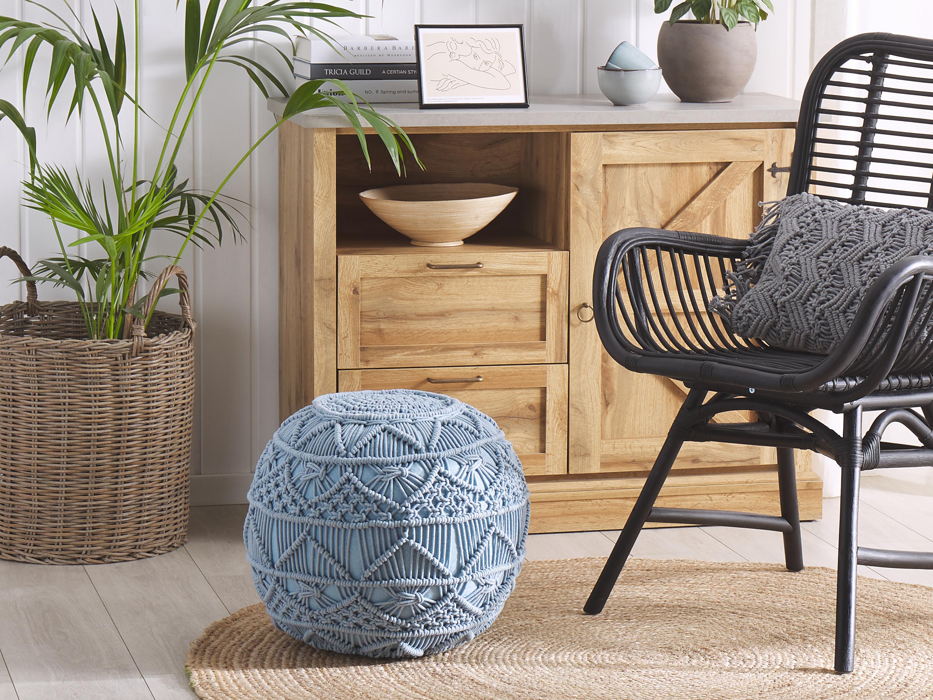 Poef Macramé KAYSERI Katoen Blauw