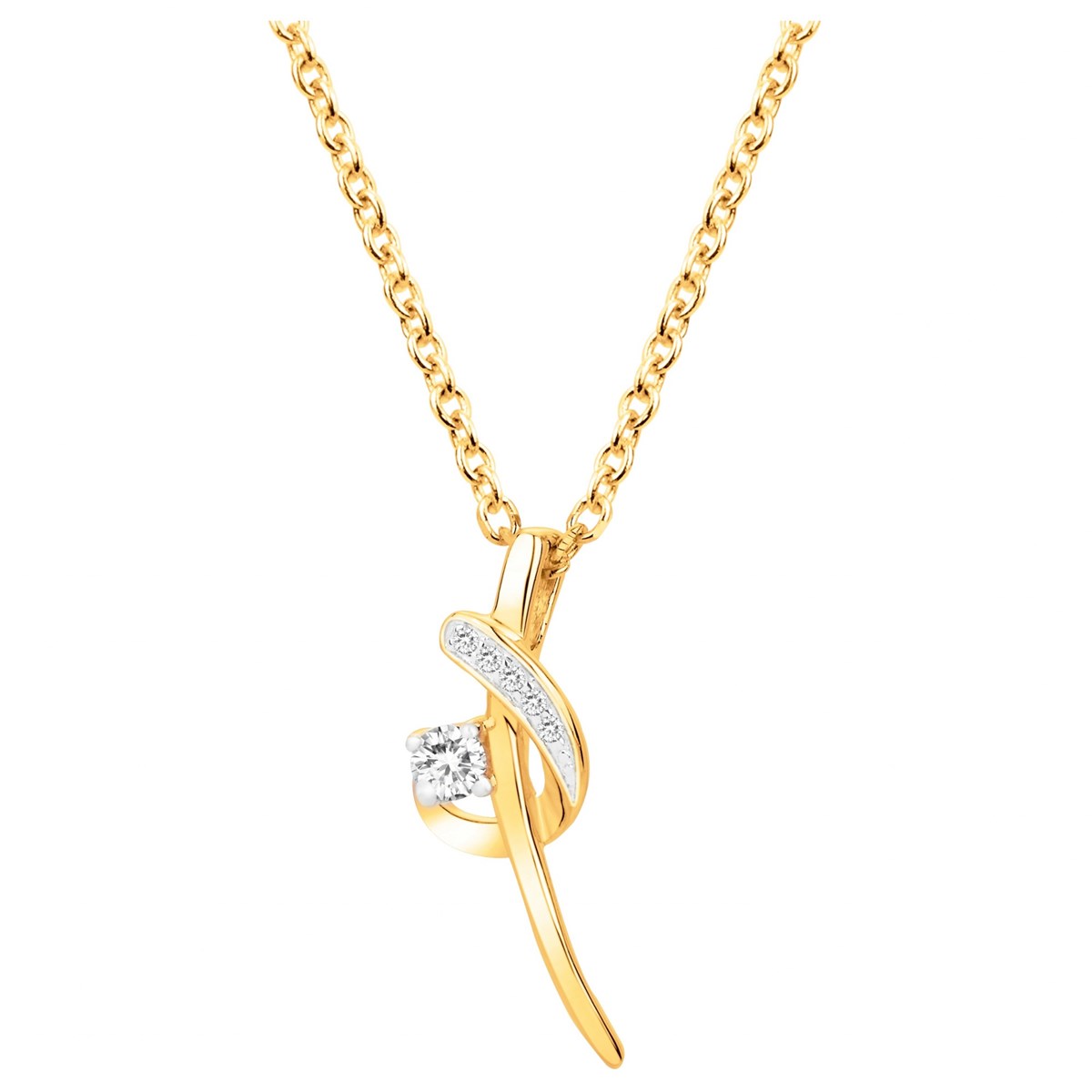Collier en Plaqué Or avec oxyde de zirconium blanc