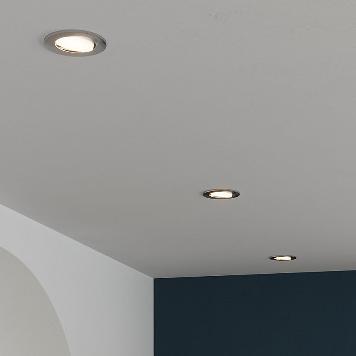 3 spots encastrables Quimby LED intégrée blanc neutre IP20 dimmable 350lm 5.5W Ø8.5xH.5.2cm chrome GoodHome
