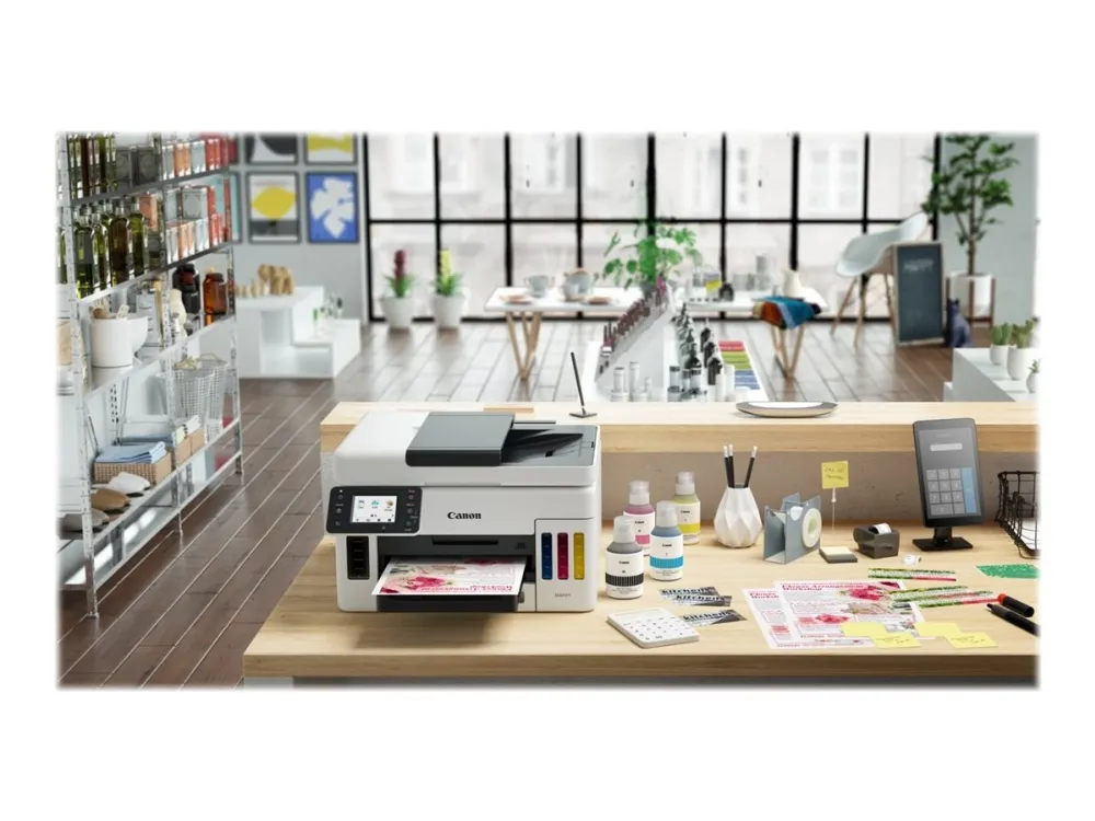 Canon MAXIFY GX6050 - Multifunktionsprinter - farve - blækprinter - kan genopfyldes - Legal (216 x 356 mm)/A4 (210 x 297 mm) (original) - A4/Legal (medie) - op til 24 ipm (udskriver) - 350 ark - LAN, Wi-Fi(n), USB 2.0, USB vært