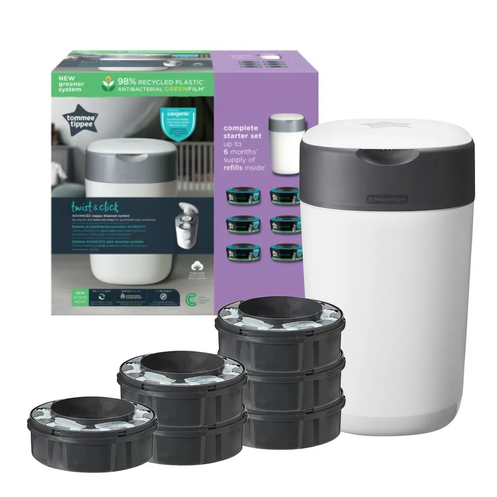 Tommee Tippee Sangenic blespand Twist&Click hvid   6 refill pakketilbud