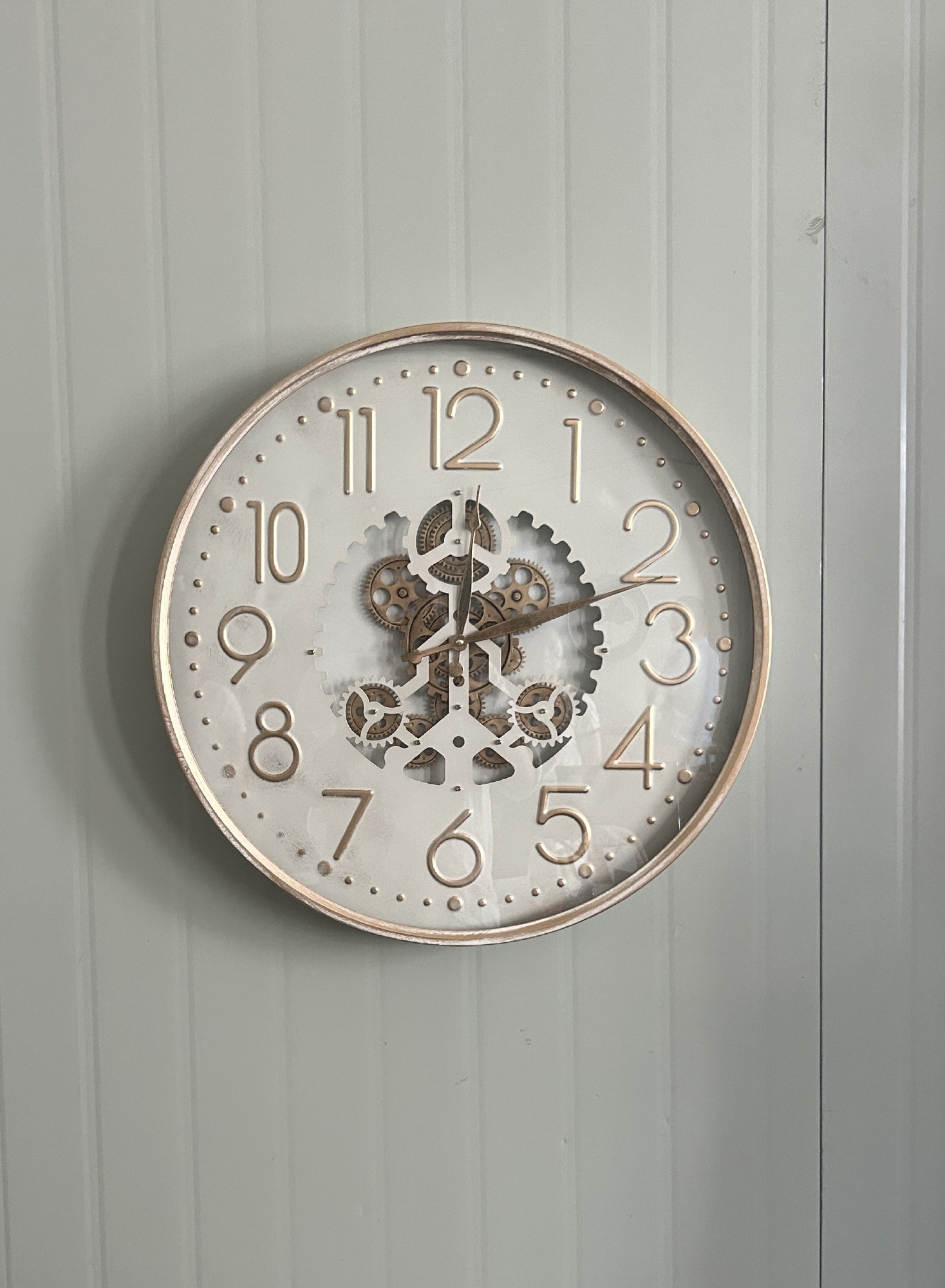 Wanduhr 'Gurgeaune', weiß, gold, Ø 60 cm, 8 cm von fischer's lagerhaus