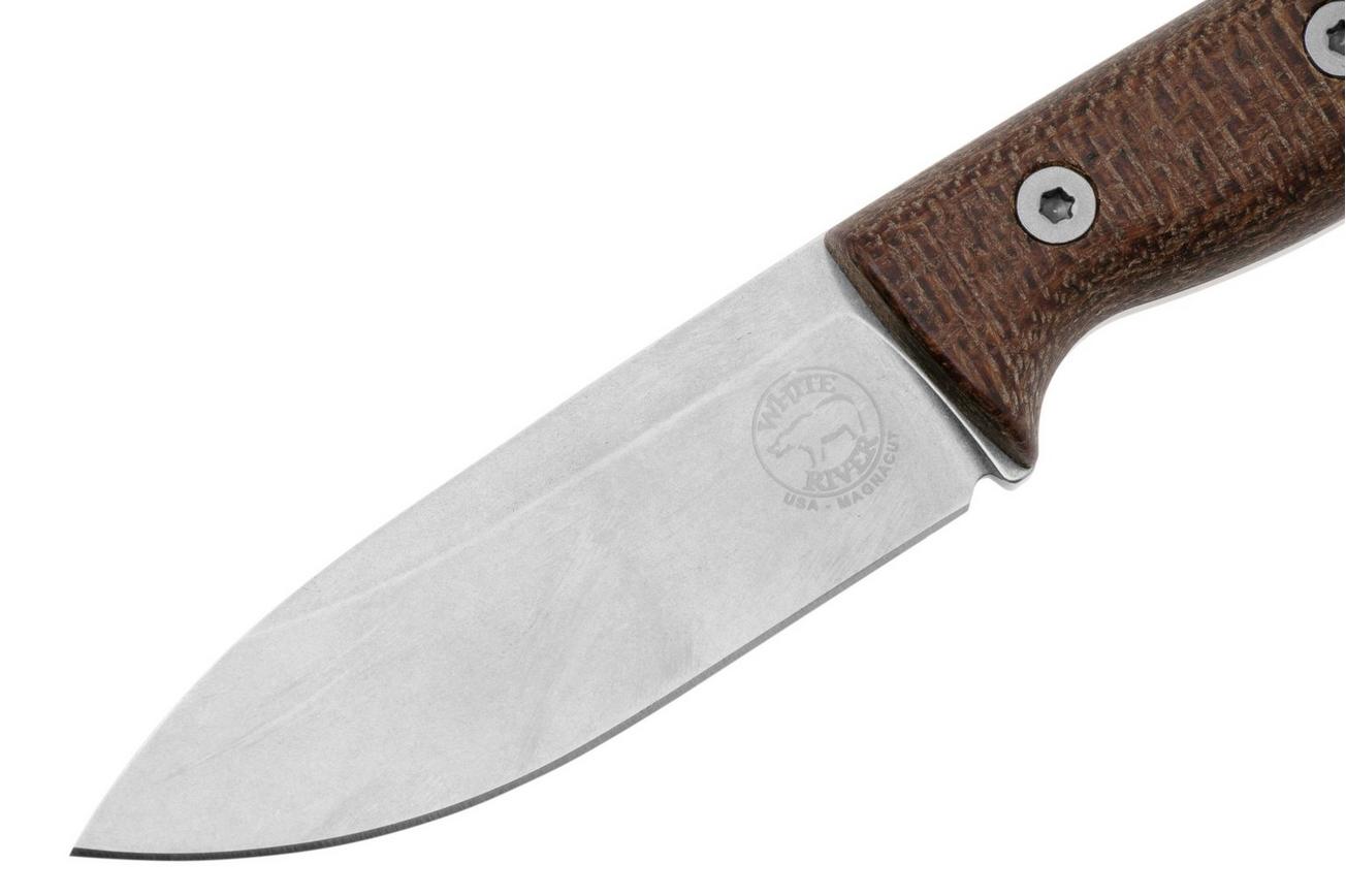 White River Knives Ursus Cub UR35-BNA CPM Magnacut, Natural Burlap Micarta bushcraftmes, Kydex schede met firesteel