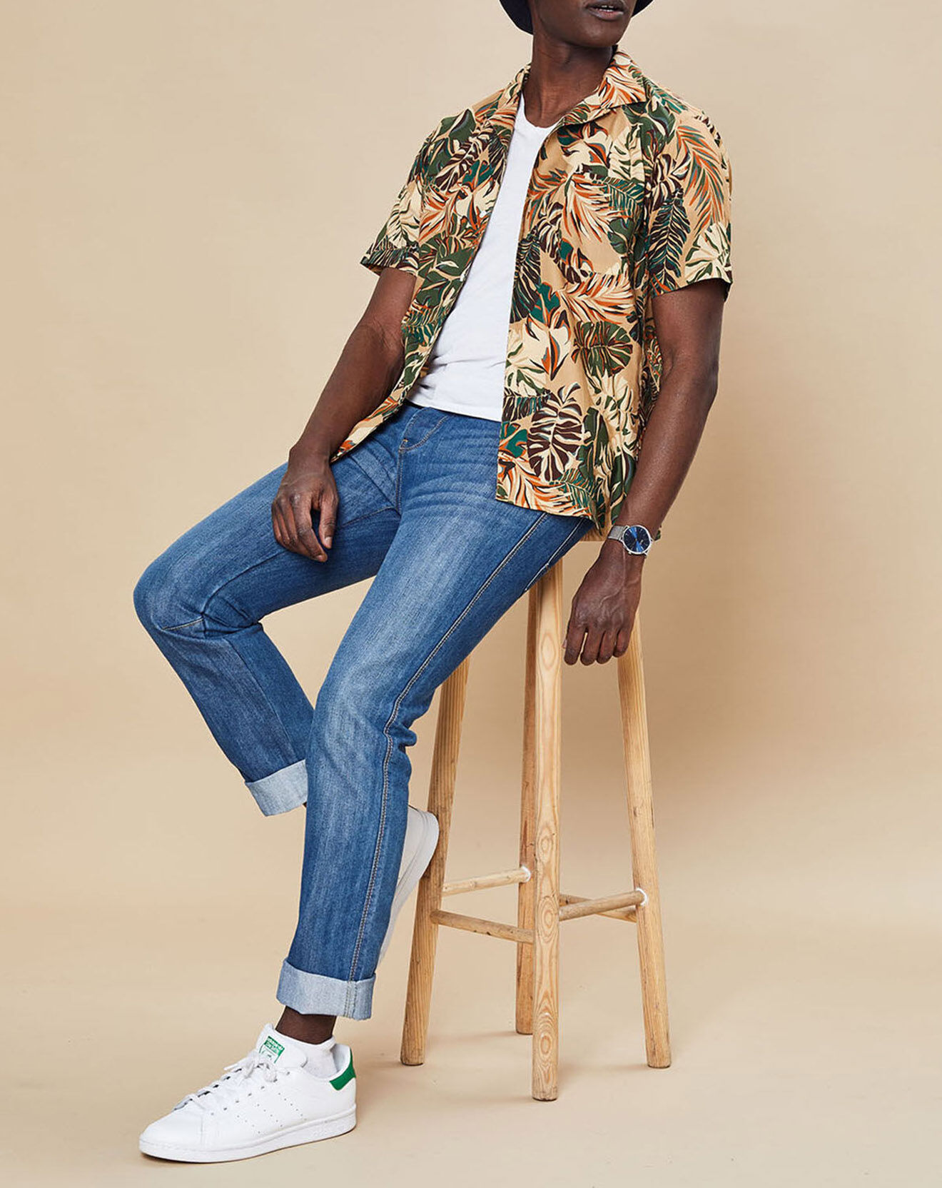 Hartford Chemise Slim Fit Slam 02 Mc imprimée marron/vert/brique
