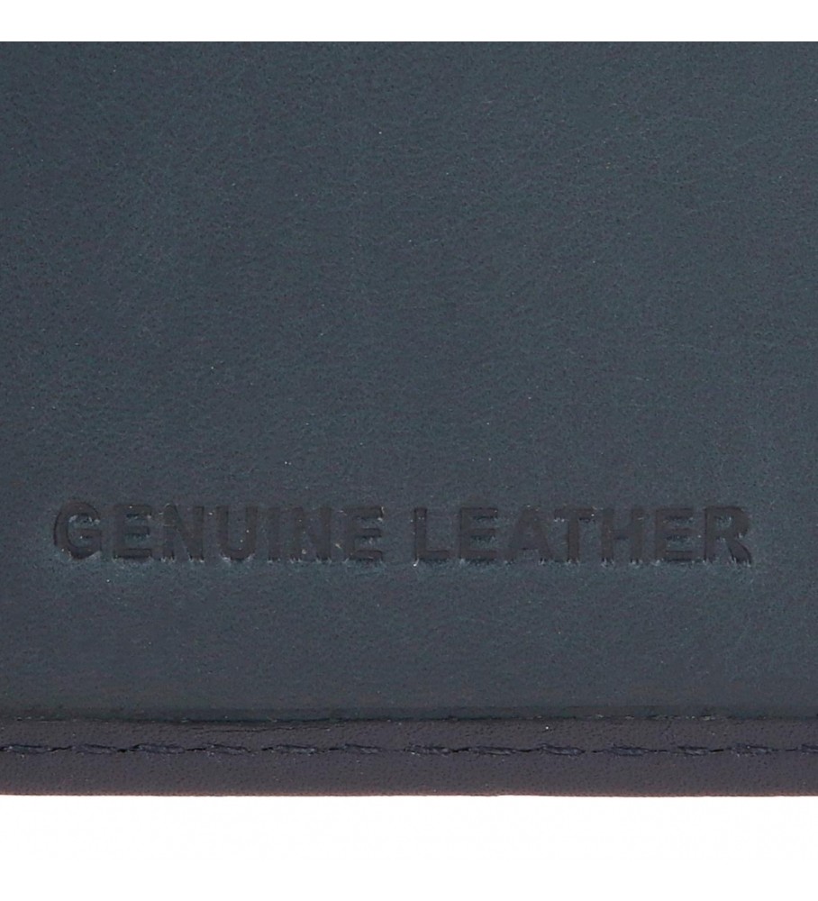 Carteira Pepe Jeans Cracker em couro com fecho de encaixe, azul marinho