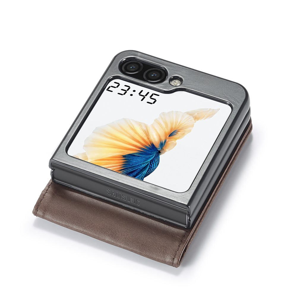 Samsung Galaxy Z Flip7 FE / Z Flip6 Vintage Leder Tasche Flip Cover Fashion Design - Braun