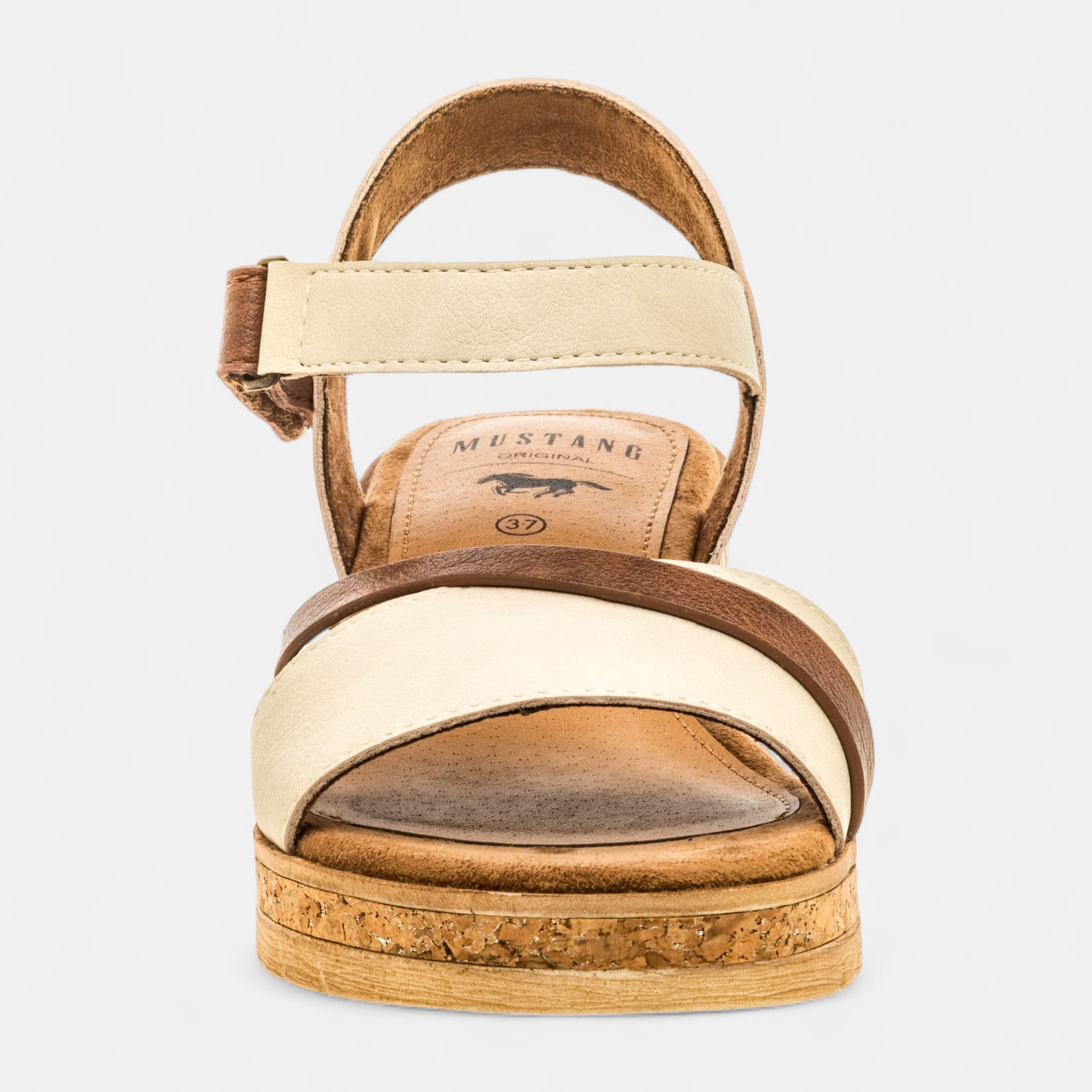 Nu-pieds à talon compensé Femme beige
