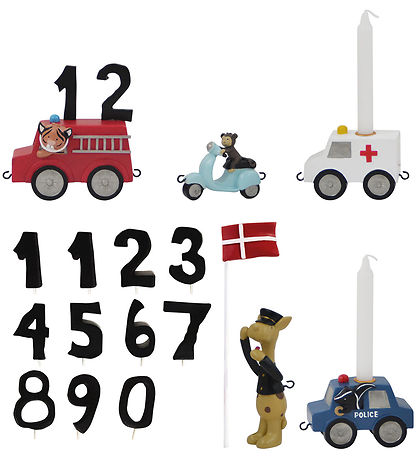 Kids by Friis Geburtstagszug - Autos m. 11 Zahlen