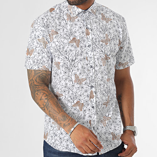 Chemise Manches Courtes Blanc Floral