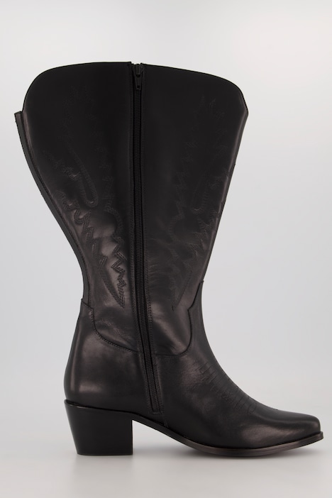 Leder-Cowboystiefel, 3 XL-Schaft, Stickerei, Weite H