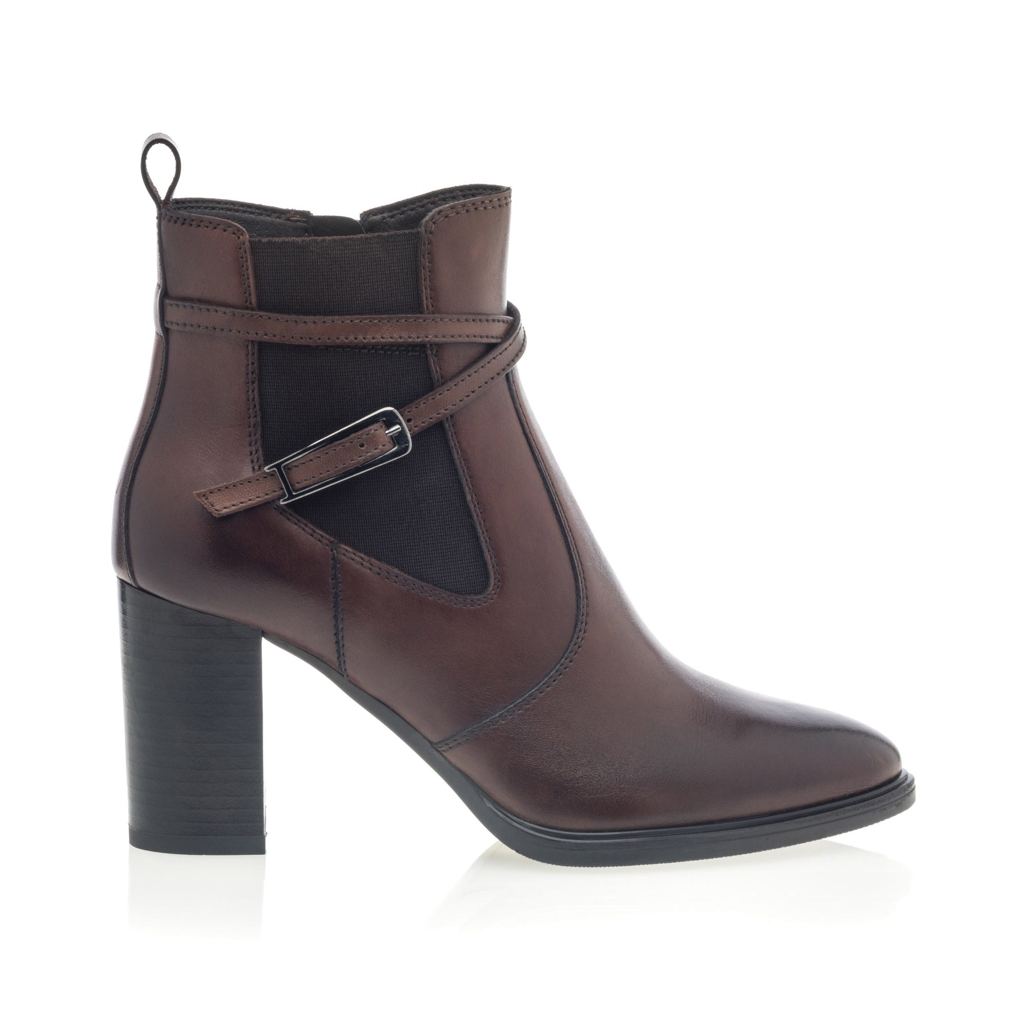 Bottines à talon Femme en cuir marron