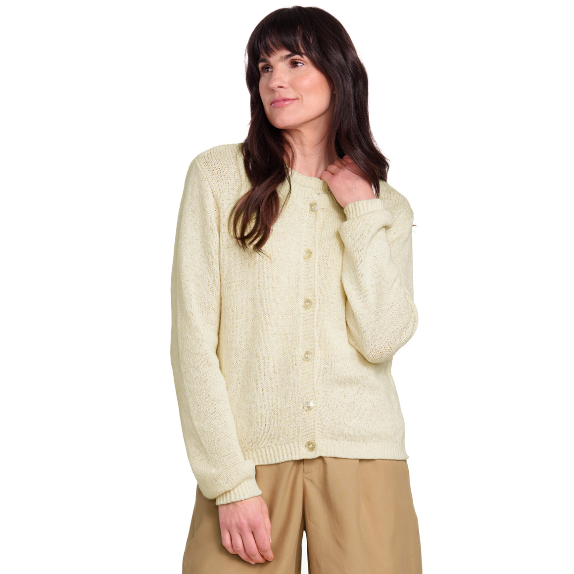 Gina Benotti Damen Strickjacke mit Knopfleiste creme