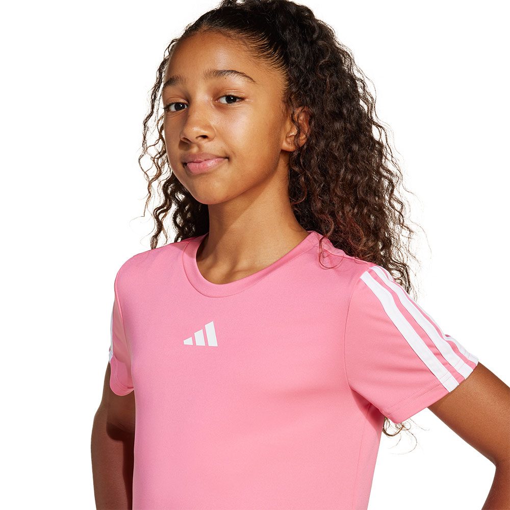 adidas Training Essentials 3-Streifen T-Shirt Kinder pink fusion