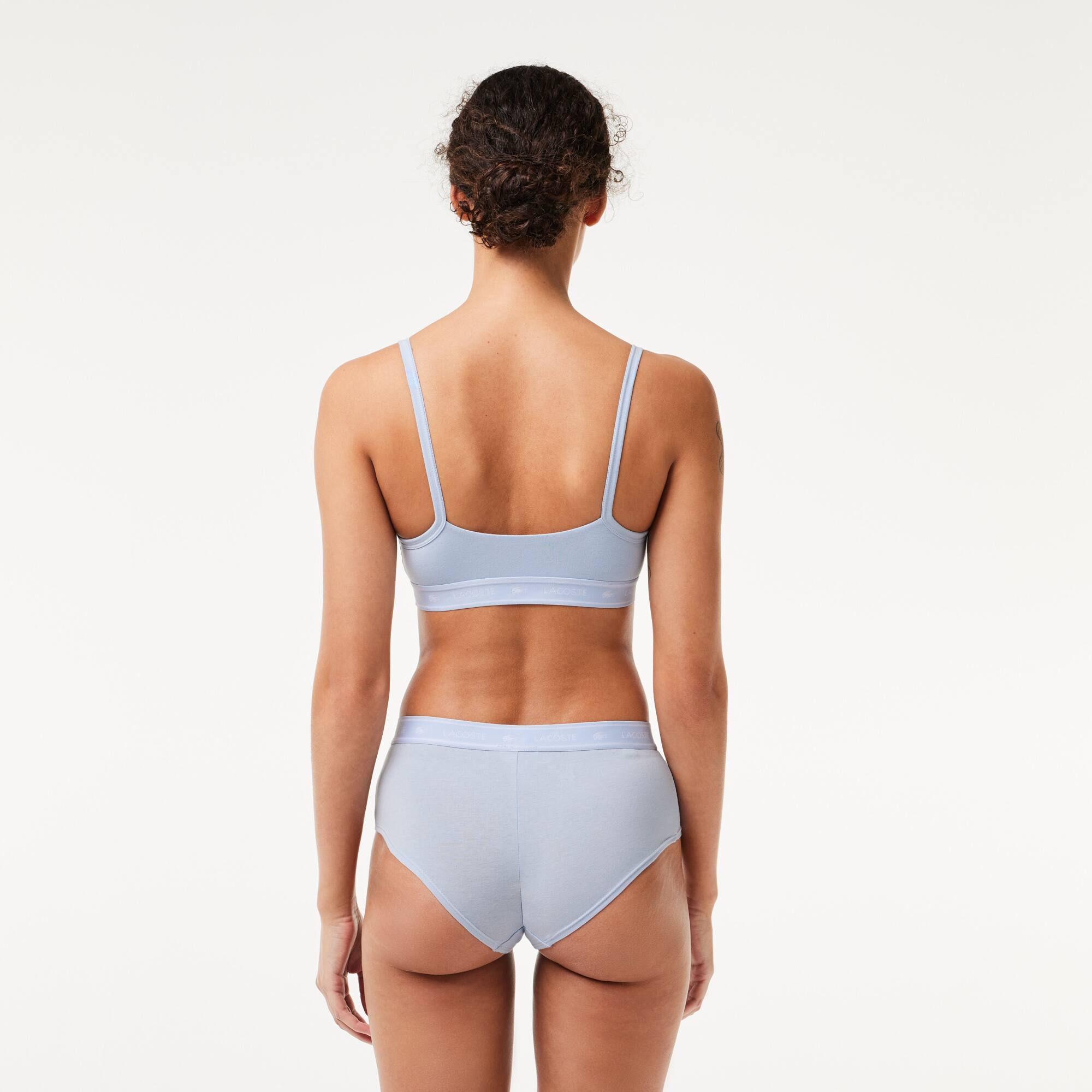 Brassière avec bande siglée en coton stretch Brassières - Bleu - Lacoste - Femme