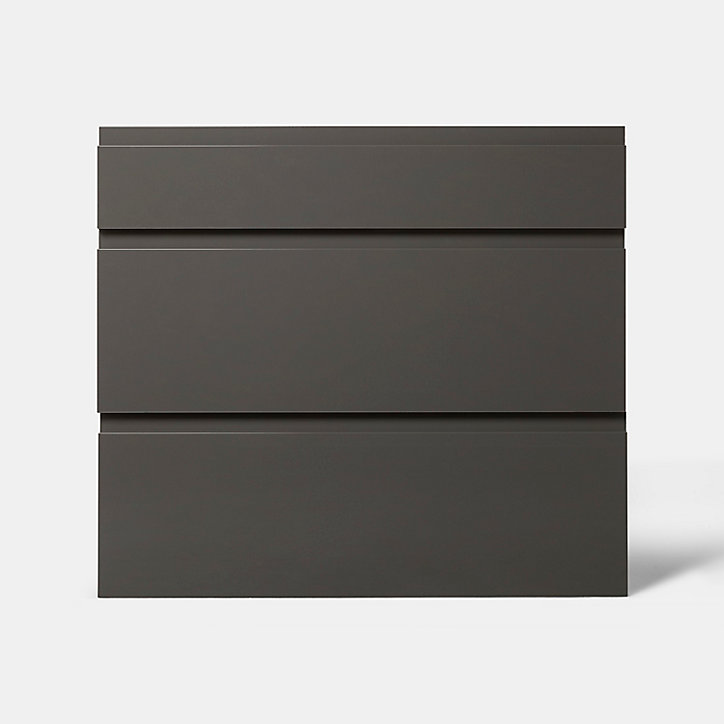 Façade de cuisine 1 tiroir et 2 casseroliers Garcinia gris anthracite brillant l. 80 cm x H. 72 cm GoodHome