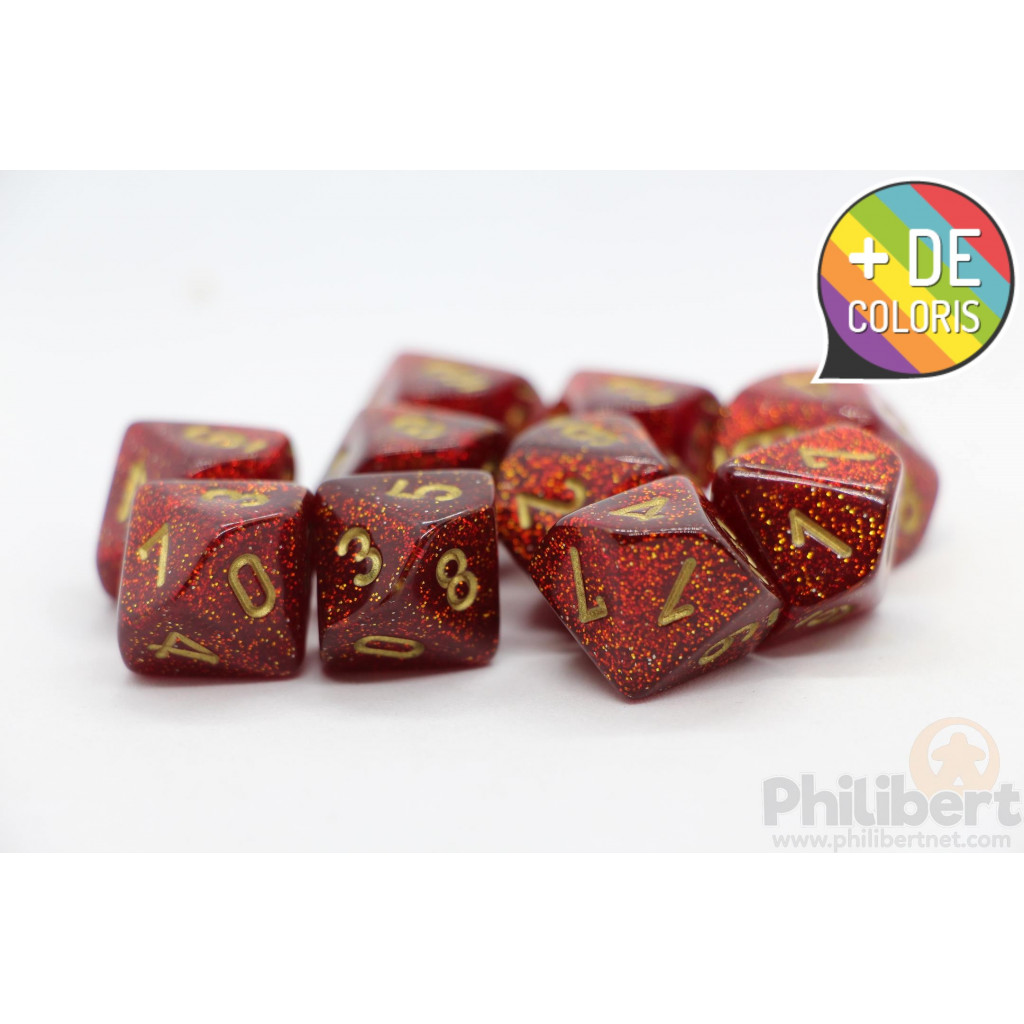 Set de 10 Dés 10 Faces Chessex : Glitter