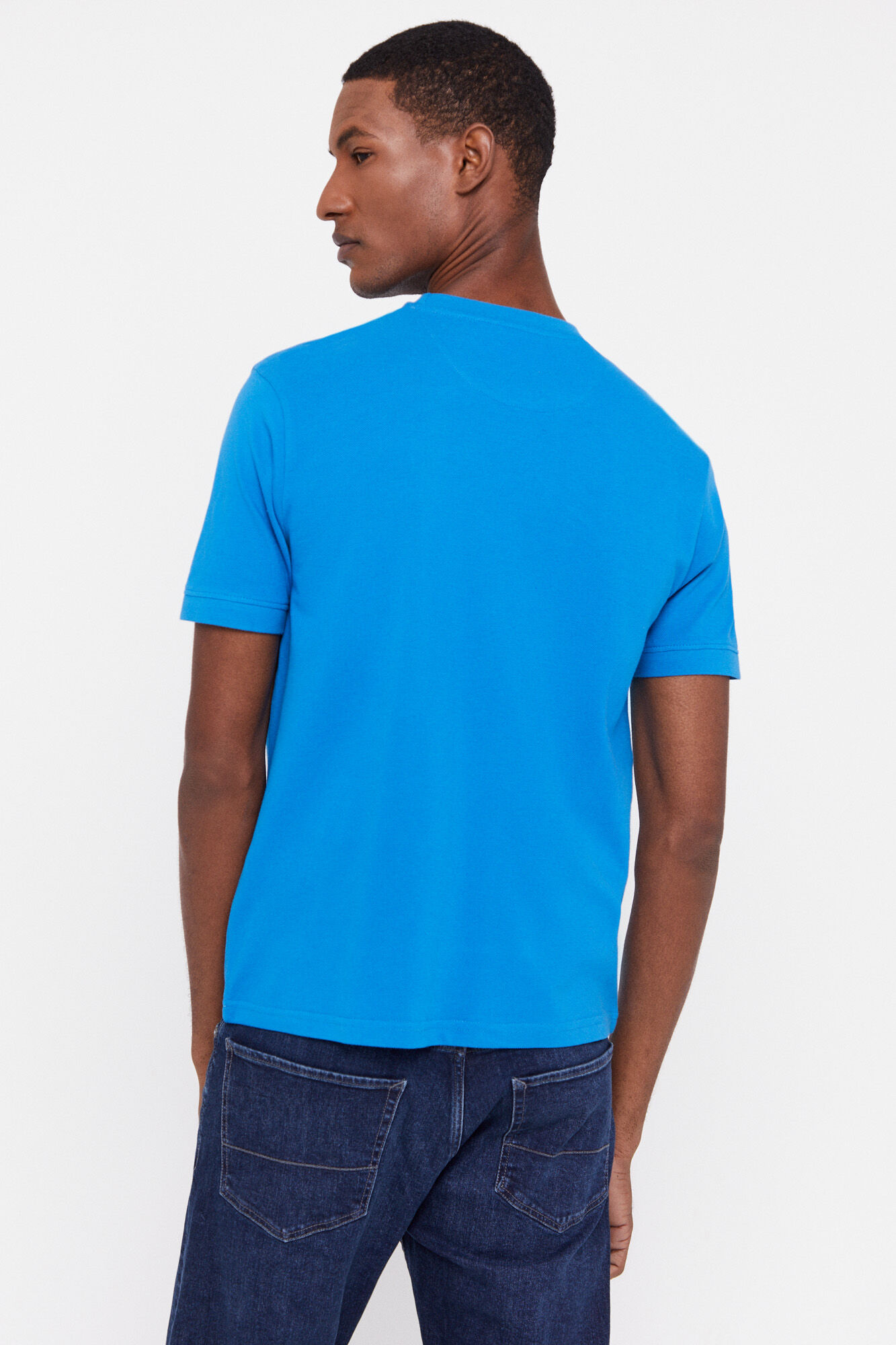 Camiseta básica em piqué - Turquesa