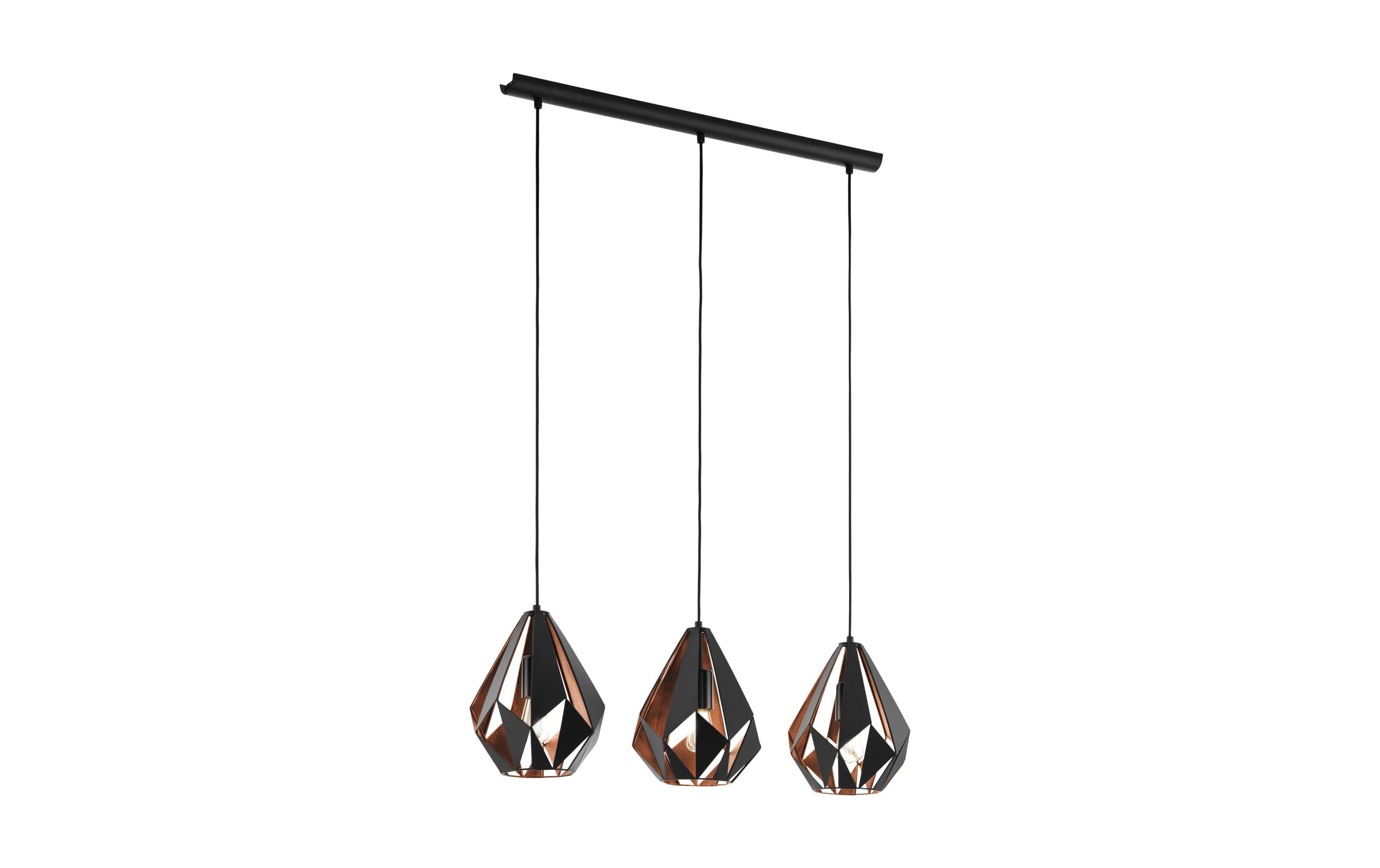 Pendelleuchte CARLTON 1 3x E27 Kupfer<br>Pendelleuchte, Kupfer/Schwarz
