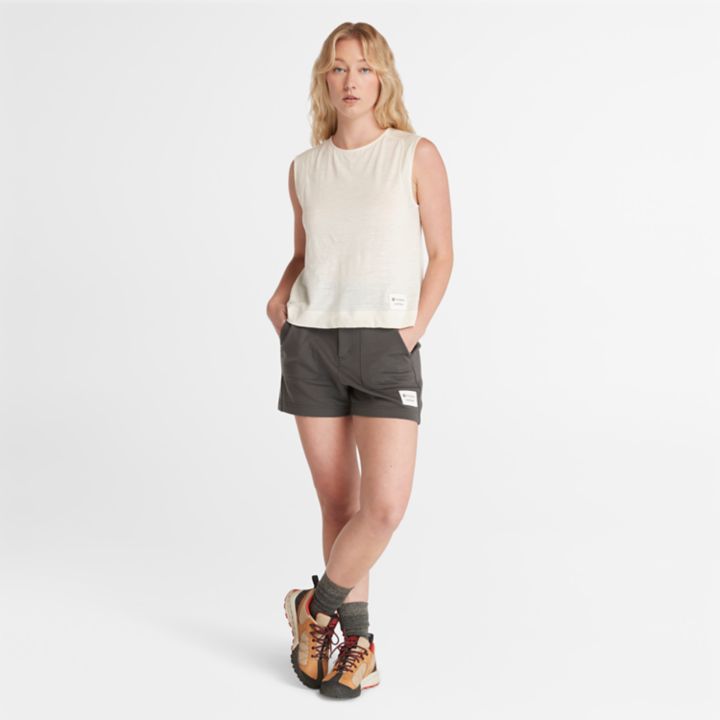 Regata feminina Timberland x Icebreaker em lã merino branca.
