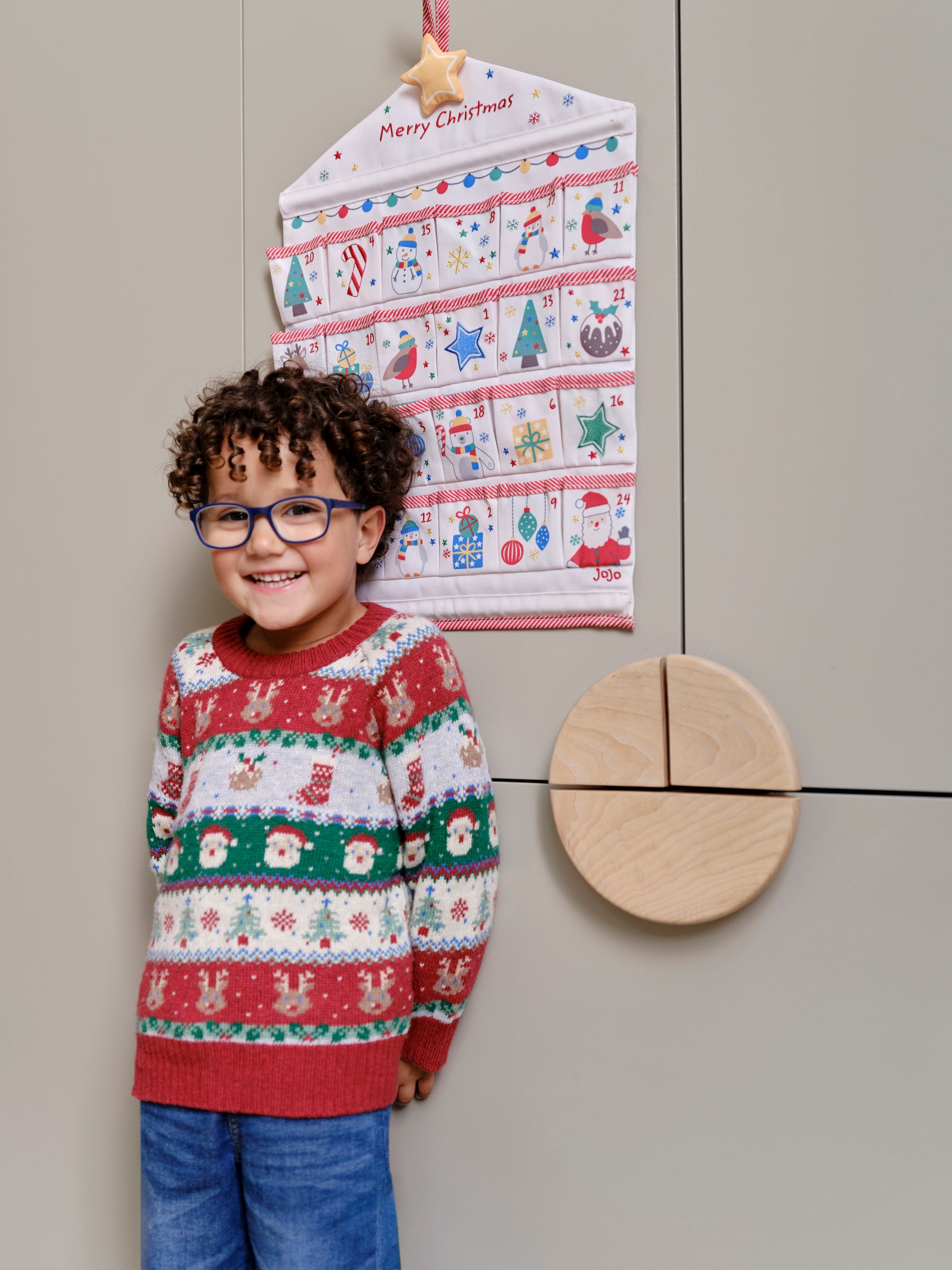 Jojo Maman Bébé Gebreide kerstmis feestelijke vriendjes fair isle-patroon trui