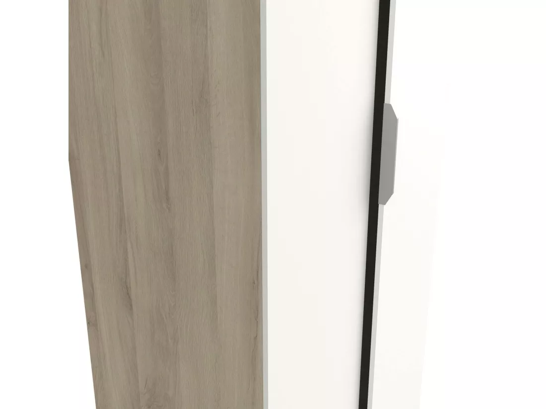 Garde-robe 2 portes Djakobsso, Meubles de chambre, Penderie de plain-pied, Placard à vêtements, 79x51 h203 cm, Chêne clair et Blanc mat