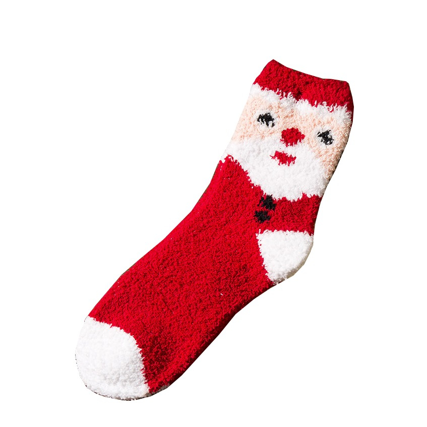 (1 Paar) Weihnachts Kuschel Socken Wintersocken Christmas Füsslinge Flauschige Bettsocken (One Size) - Style 3