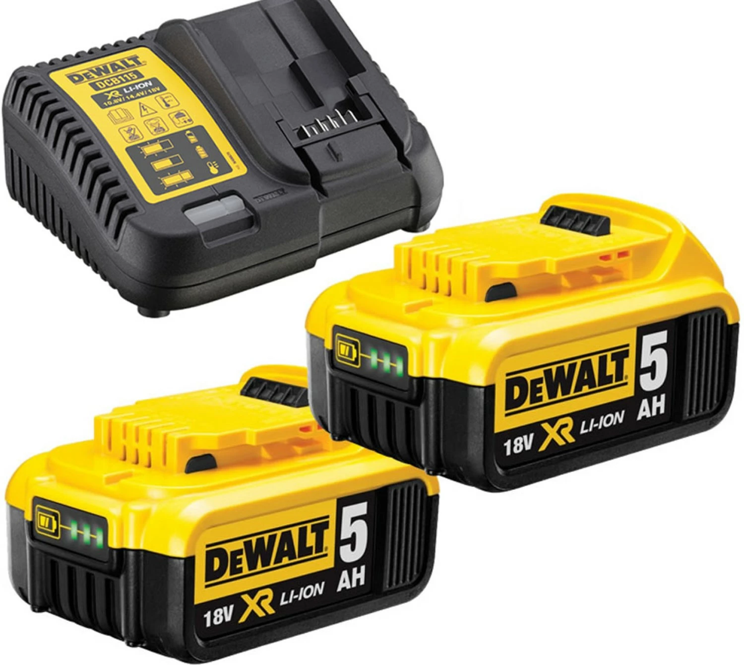 DeWALT DCB115P2 18V Li-Ion accu starterset (2x 5.0Ah)   lader