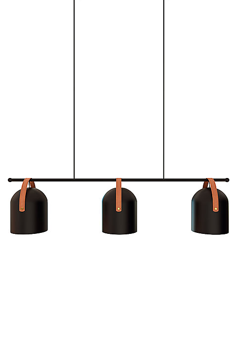 Suspension 3 lampes Hayott noir E27 15W IP20 L.75 x H.120 cm