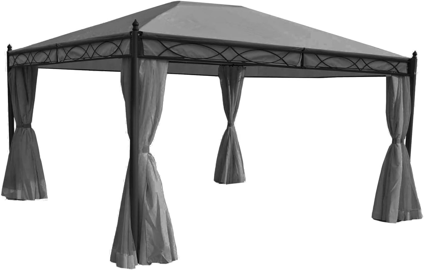 4er-Set Seitenwand für Pergola Cadiz, Ersatzseitenwand Pavillon 4x3m, Polyester - grau