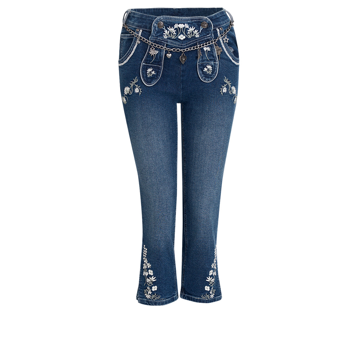 Gina Benotti 3/4 Damen Trachtenhose mit Stickereien dunkelblau