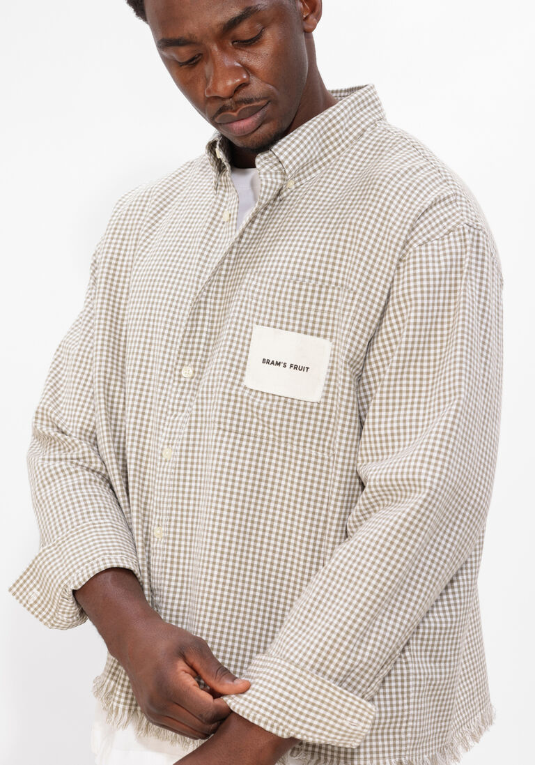 zand bram's fruit casual overhemd distressed farmer's shirt ls
