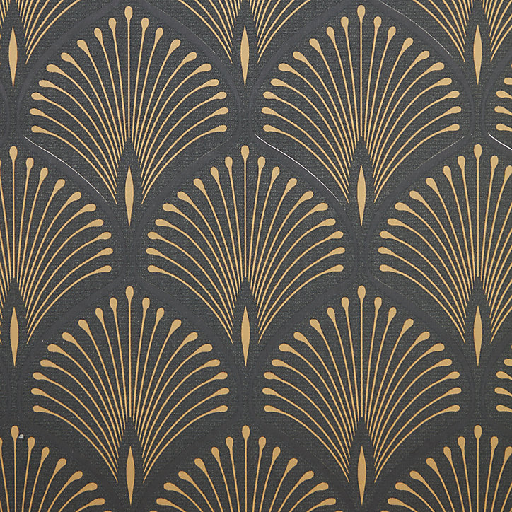 Papier peint vinyl sur intissé echium noir et or