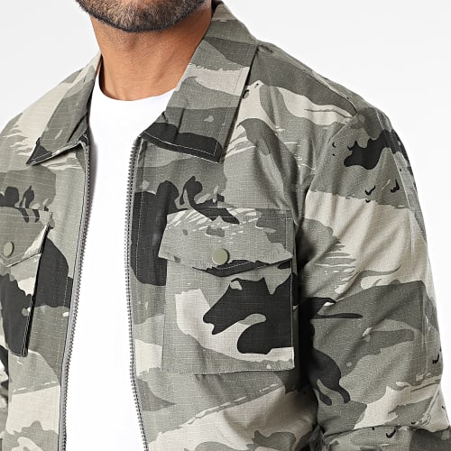 Veste Zippée Vert Kaki Gris Camouflage