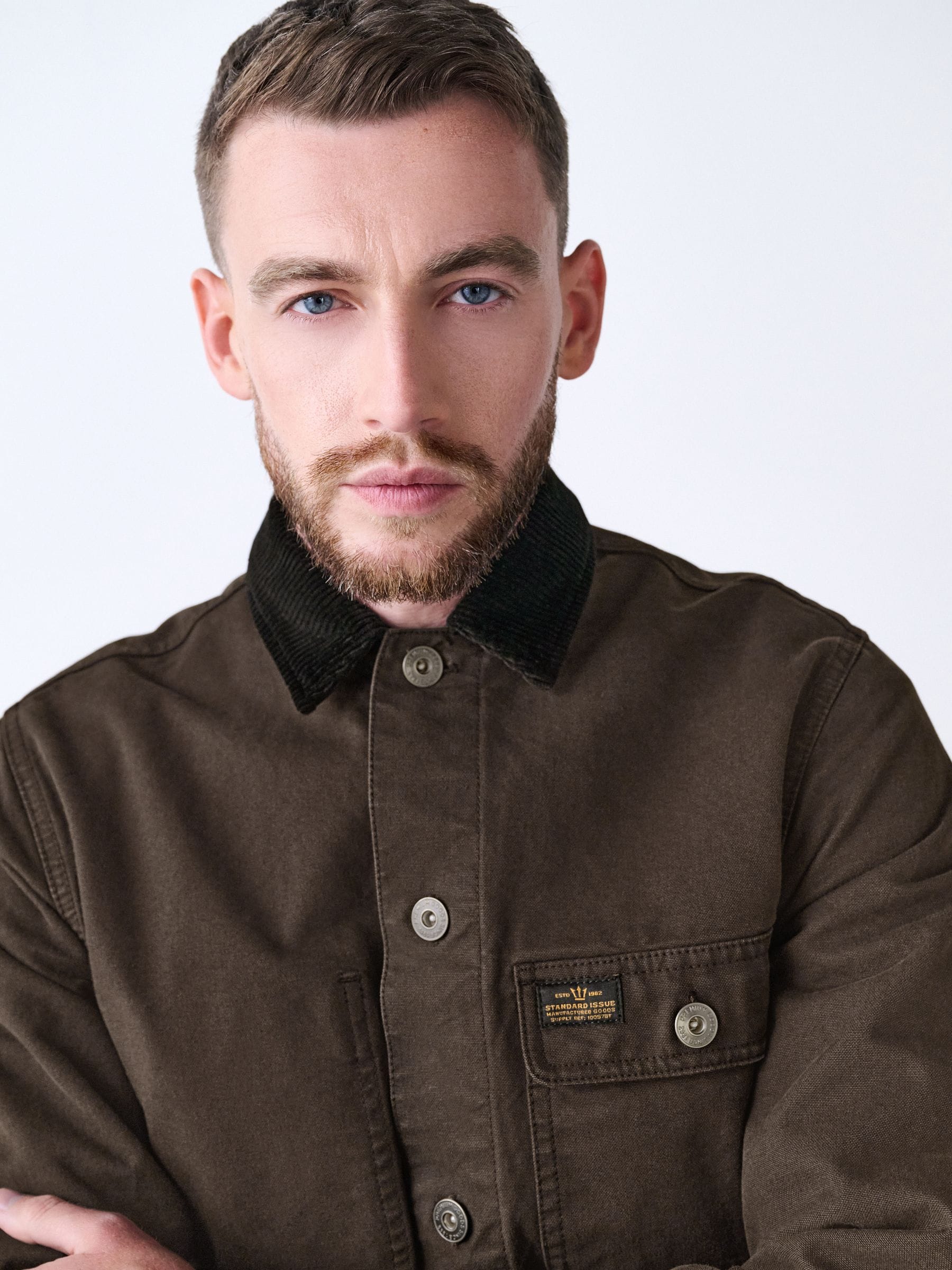 Bruin - Corduroy canvas shacket overshirt met kraag