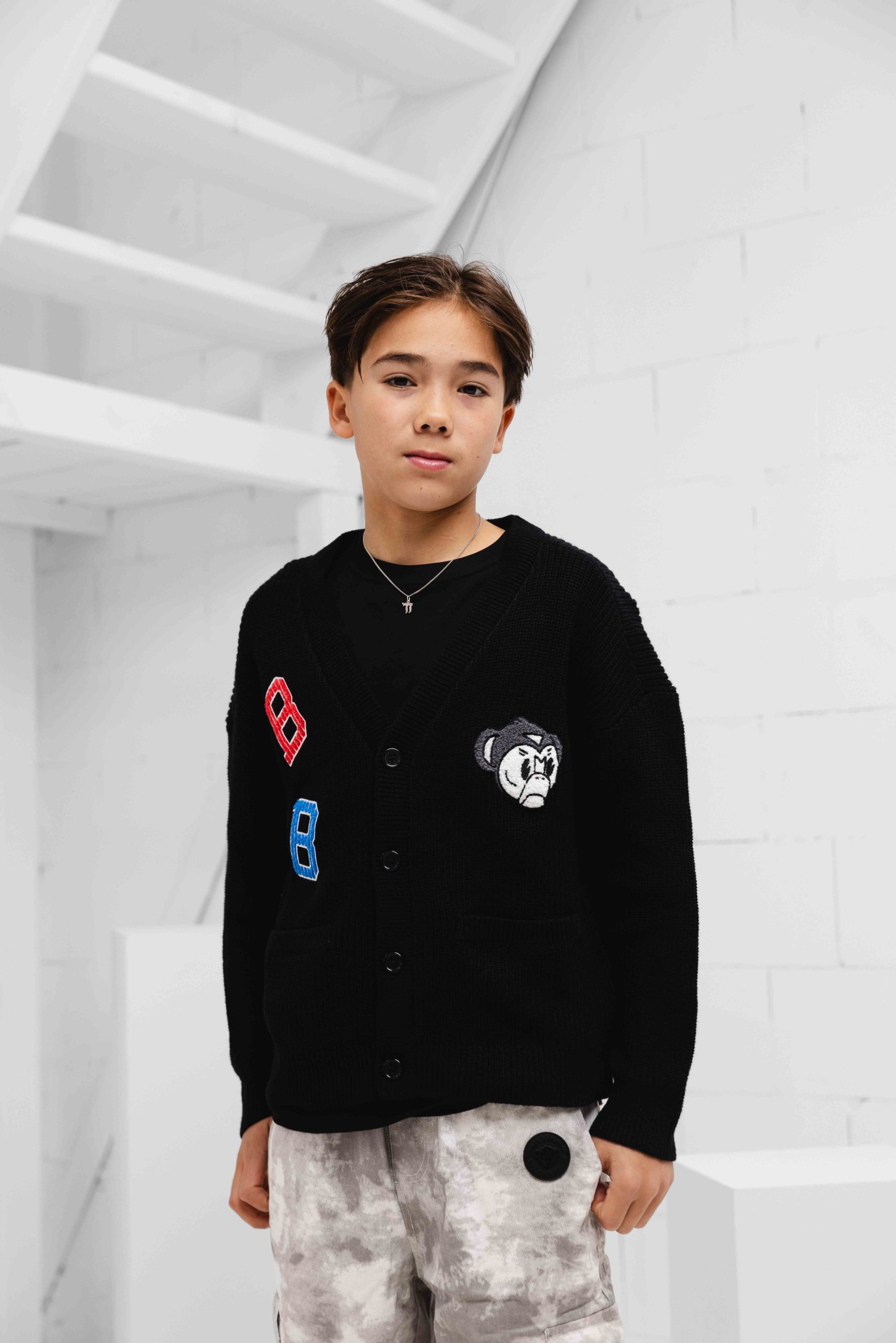 Black Bananas Convoy Cardigan Sweater Kids Zwart