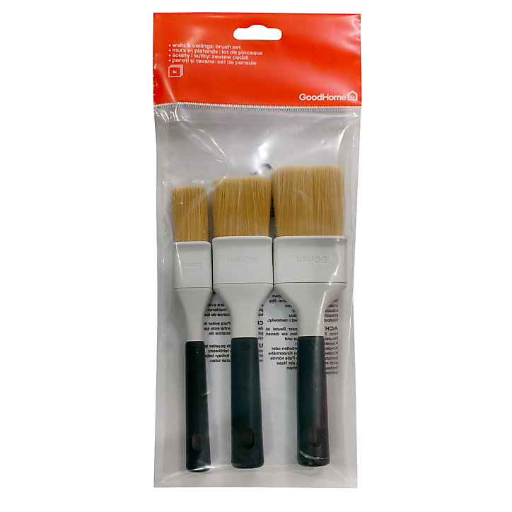Lot 3 pinceaux plats mur et plafond GoodHome