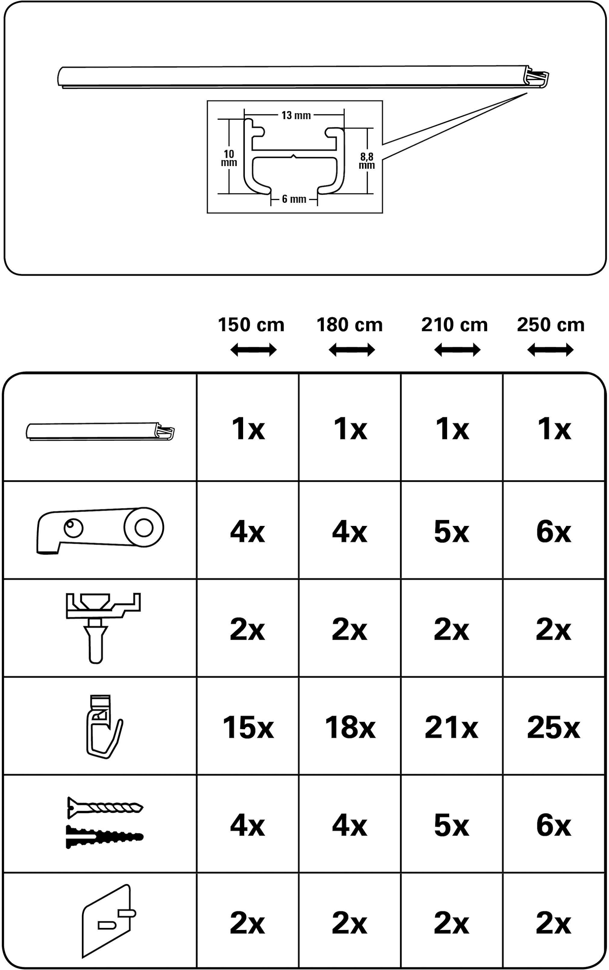GARDINIA Gardinenschiene »Aluminiumschiene« Ø 13 mm 1 läufig-läufig kürzbar 1-läufig